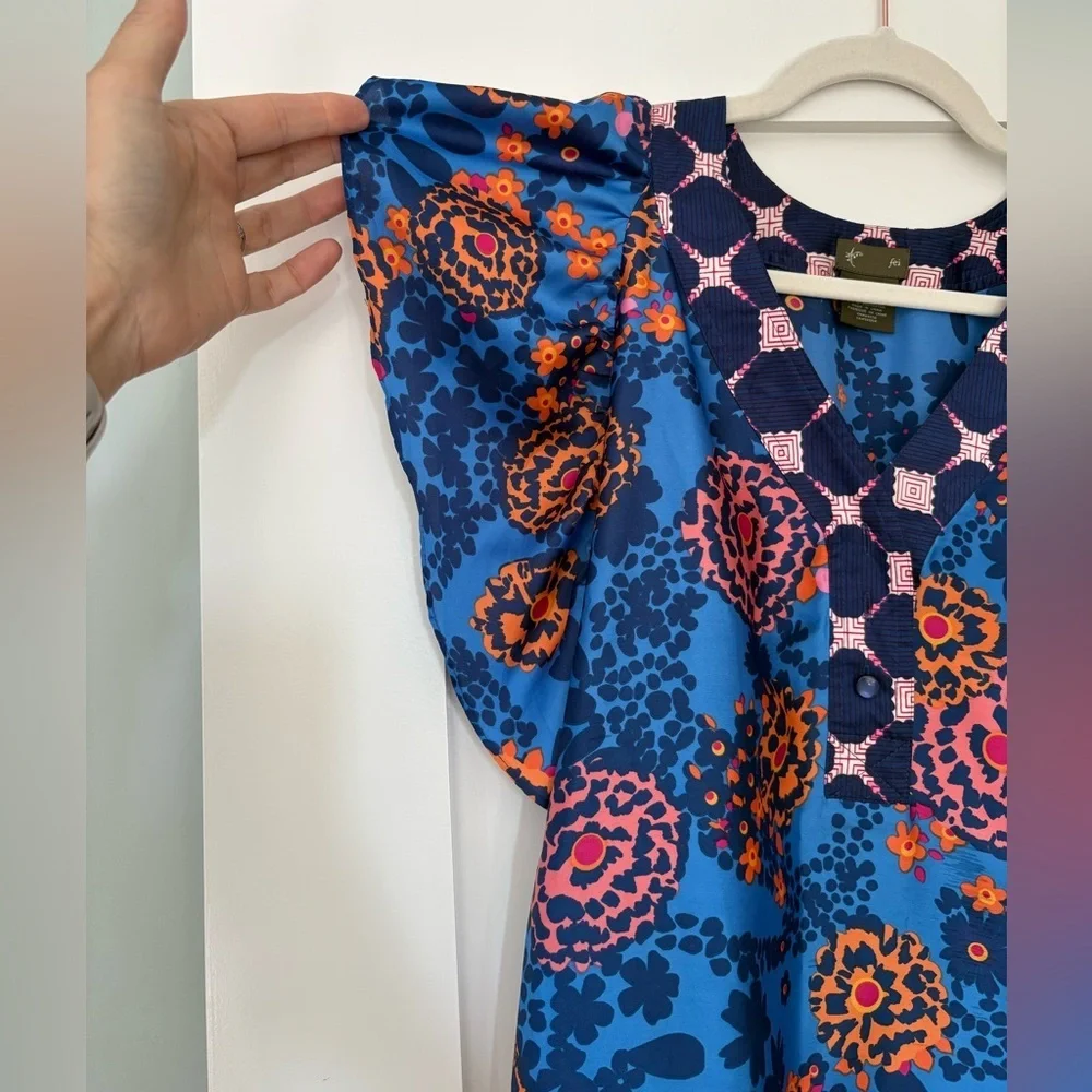 Anthropologie Fei Vibrant Floral Blouse Sz XS - Picture 4 of 7